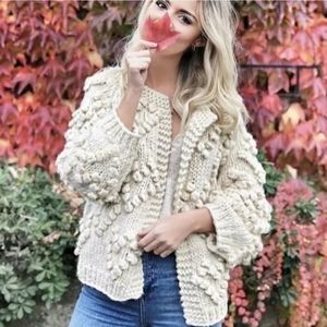 #11 Cream Nubby Cardigan Sweater